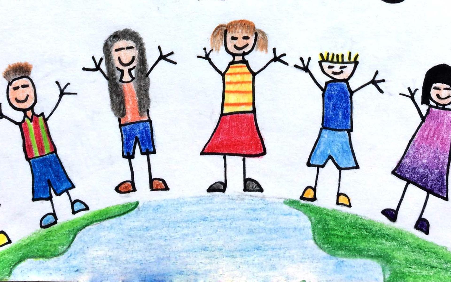 Kinderzeichnung mit Kindern