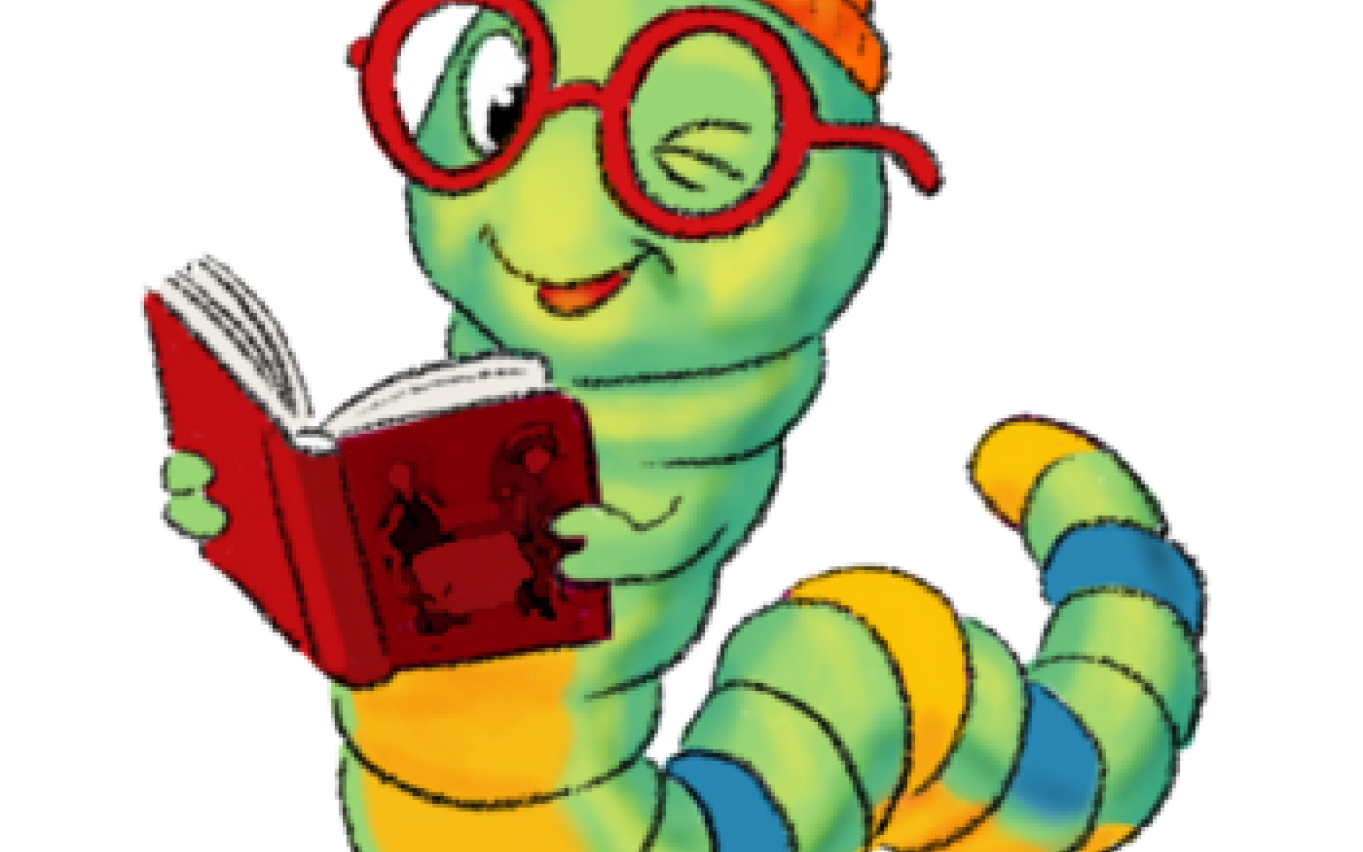 ein lesender Wurm mit Brille